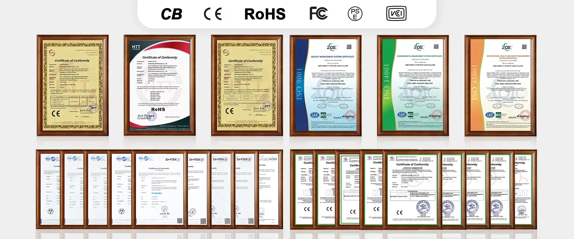 UNIVIEW's Certifications UNIVIEW's Certifications