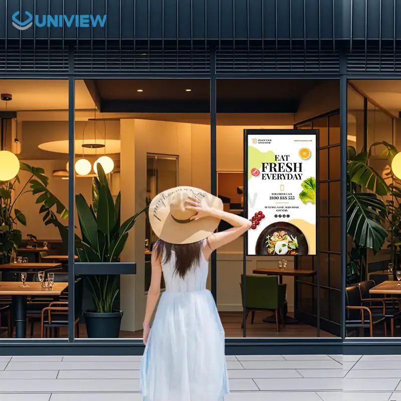 Semi-Outdoor LCD Window Displays With Floor or Wall Mount